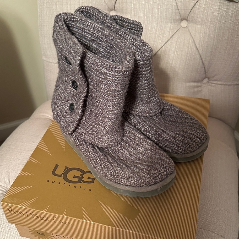 UGG Knit/Suede Button Boots - Gray - Picture 2 of 6